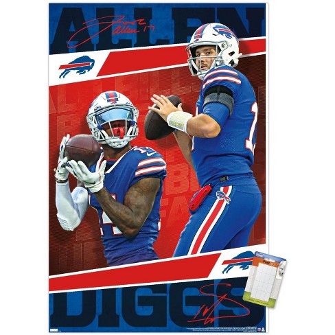 Trends International NFL Buffalo Bills - Josh Allen and Stefon Diggs 21  Unframed Wall Poster Print White Mounts Bundle 22.375' x 34'