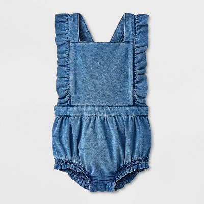 Baby Girls' Denim Ruffle Romper - Cat & Jack™