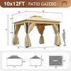 VYNXARIA 10*12 Outdoor Gazebo Tent with Double Roofs,Patio Gazebo with Mosquito Netting and Privacy Screens,Beige - 3 of 4