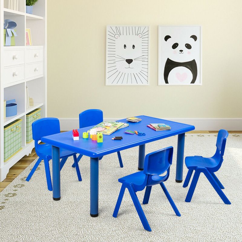 Costway Kids Plastic Rectangular Learn and Play Table Playroom Kindergarten Home Blue, 3 of 11