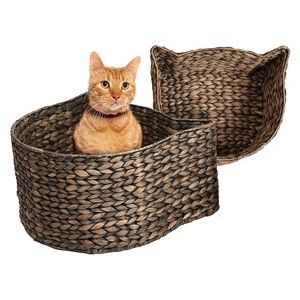 THE LICKER STORE Felix Cat-Shaped Hand Woven Water Hyacinth Nesting Pet Toy Organizer Baskets - 1 of 4