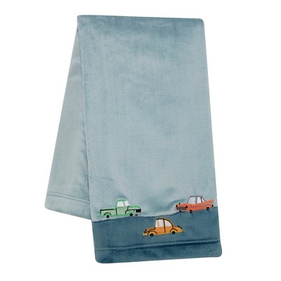 Lambs & Ivy Baby Car Tunes Blue Ultra-Soft Fleece Appliqued Baby Blanket
