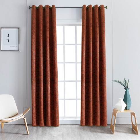 Classic Modern Solid Room Darkening Blackout Curtains, Grommets, Set of 2,  52x96, Rust - Blue Nile Mills