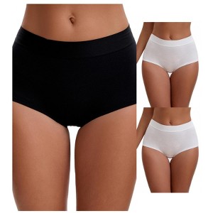 INSPIRE CHIC Women's High Waist Tummy Control Elastic Waistband Comfortable Brief 3 Packs - 1 of 4