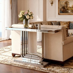 Bella Depot 47'' Mirrored Console Table, Silver Entryway Table with U Base for Living Room - 1 of 4