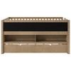 Twin Size Loft Platform Bed Frame Fence Bed with Storage Shelves, Blackboard and Trundle, White/Walnut-ModernLuxe - 4 of 4