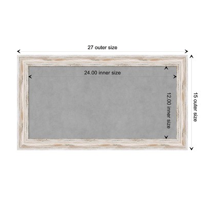 Alexandria Whitewash Wood Framed Magnetic Bulletin Board 27 x 15 in.