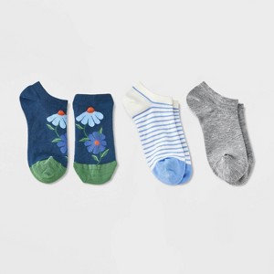 Women's 3pk Low Cut Socks - A New Day™ 4-10: Floral Design - 1 of 3
