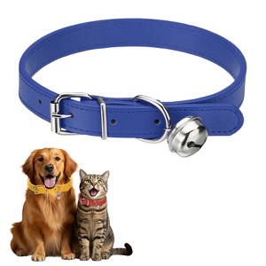 Unique Bargains Dog Collar with Bell Adjustable Buckle PU Leather Dog Collars - 1 of 4