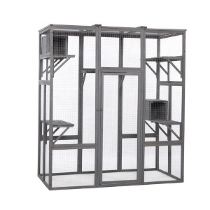 Sevobal Pet Carriers, Cat Cages Indoor Enclosure with Platforms and Lock, Cats Crate Large Exercise Place Ideal for 1-3 Cats, Gray, 62.4"*32.4"*70" - 1 of 4