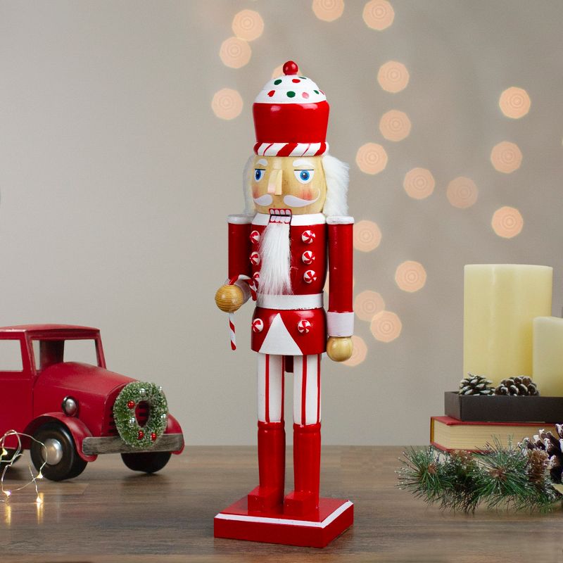 Northlight 14" Red and White Wooden Candy Cane King Christmas Nutcracker, 2 of 6