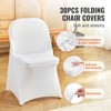 VEVOR Stretch Spandex Folding Chair Covers, Universal Fitted Chair Cover, Removable Washable Protective Slipcovers, for Wedding (30PCS White) - 3 of 4