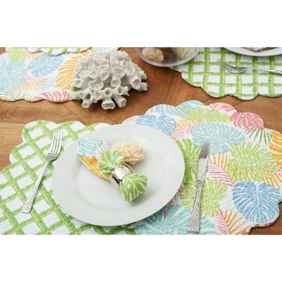Palm Beach Multicolor Cotton Quilted Round Reversible Placemats Set of 6