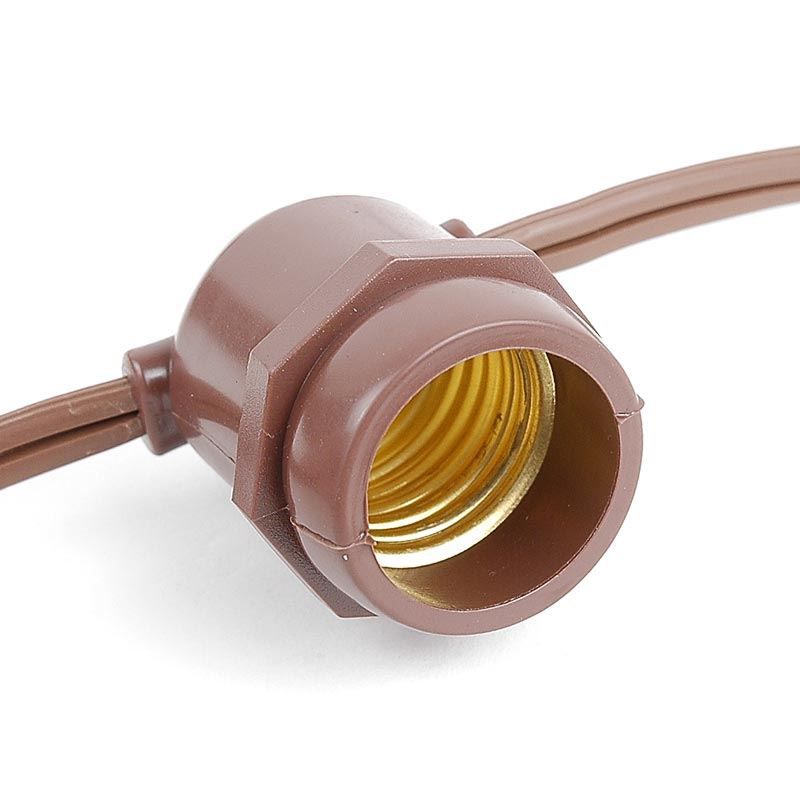 Novelty Lights Edison Outdoor String Lights with 50 In-Line Sockets Brown Wire 100 Feet, 3 of 7