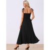 Allegra K Women's Square Neck Boho Spaghetti Strap Smocked Long Sundresses - 3 of 4