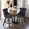 Velvet Swivel Bar Stool Set of 2,Counter Height Upholstered Rotating Barstools with Wood Legs,Footrest,Chrome Nailhead - Leovsnove - 3 of 4