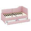 Twin Size L-Shaped Upholstered Daybed with Corduroy Finish and 2 Storage Drawers for Kids or Guest Room-Cuddlewood - 3 of 4