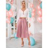INSPIRE CHIC Women's Party Elastic Waist Metallic Shiny Accordion Pleated Midi Skirt - 2 of 4