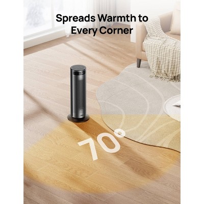 DREO 1500W Solaris Plus 20" Portable Oscillating Ceramic Space Heater for Home with Remote and Thermostat 12H Timer Silver — detail 3