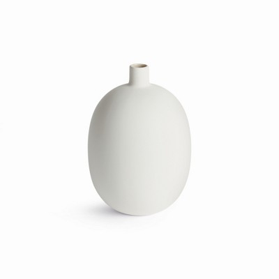 Plum & Post Barclay Butera Sandbar Vase Small - White/Taupe Stoneware