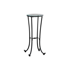 FONTOI Round Side Table with Tempered GlassTabletop, Bedside Table, Plant Stand, Nightstand for Living Room, Bedroom, Home Decor, Black, 12"*28.5"*12" - 1 of 4