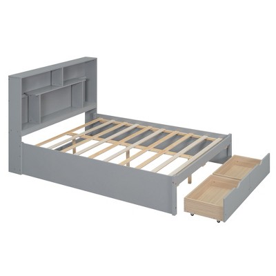 NicBex Full Size Platform Bed with Storage Headboard and 2 Drawers for Adults/Boys/Girls,Gray