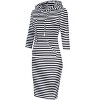 Women Casual Cotton Pullover Stripe Pocket Slim Keen Length Pullover Hoodie Dress - 2 of 4