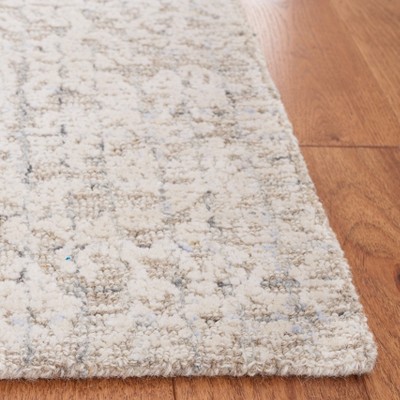 Beige and Ivory 6' Square Hand-Tufted Wool Rug