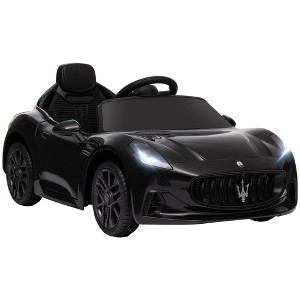 Qaba 12V Kids Electric Car, Maserati Gran Turismo Licensed Electric Car for Kids w/ Remote Control, Soft Start, LED Lights, Music, Horn, Black - 1 of 4
