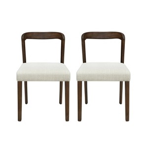 Christopher Knight Home Set of 2 Ashton Contemporary Rubberwood Upholstered Dining Chairs with Curved Open Back Walnut - 1 of 4