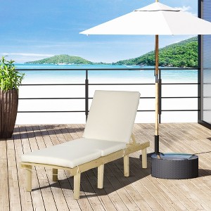 Gulches Chaise Lounge Chair for Outdoor, Patio Recliner with 4-Position Adjustable Backrest and Cushion, Natural Wood, 76.75" L x 23.25" W x 11.5" H - 1 of 4