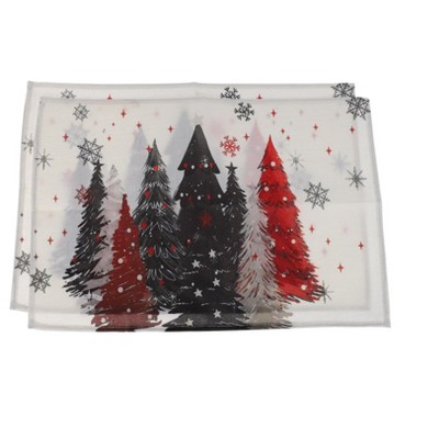 Unique Bargains Christmas Place Mats Flax Red White Black 11.8"x17.7" 2 Pcs