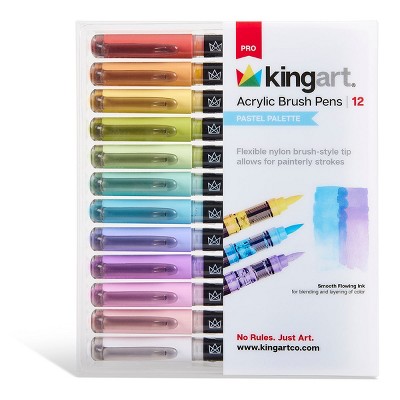 KINGART PRO Acrylic Paint Brush Pens 12 Pastel Colors