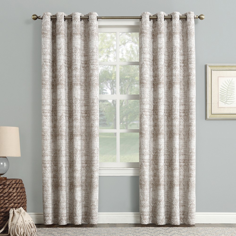 Photos - Curtains & Drapes 63"x50" Darren Distressed Global Blackout Lined Grommet Curtain Panel Came