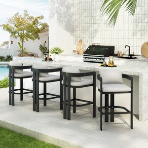 Christopher Knight Home Cal Modern Aluminum Outdoor Bar Stools with Cushion - 1 of 4