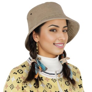 Anna-Kaci Unisex Classic Washed Denim Bucket Hat Cotton Sun Hats Outdoor Fisherman Cap for Beach, Golf, Fishing - 1 of 4