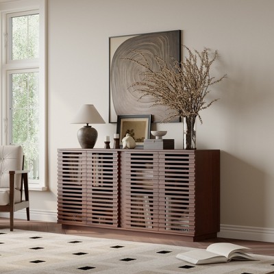 60" Sideboard Buffet Cabinet, Farmhouse Coffee Bar Cabinet, Entryway Console Table, Kitchen Pantry Storage Cabinet for Living Room Entryway Hallway