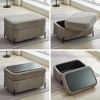 Hrinhom 30.3"W Corduroy Upholstered Storage Ottoman With Reversible Tray and Metal Legs - 3 of 4