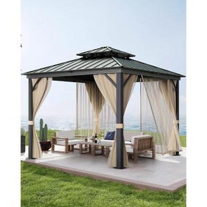 GustoWave 10'x10' Outdoor Double Hardtop Patio Gazebo for Deck, Backyard, Lawn, Garden - 1 of 4