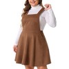 Agnes Orinda Women's Plus Size Sleeveless Adjustable Strap Vintage Faux Suede Overall Dresses - 2 of 4