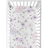 Sweet Jojo Designs Girl Fitted Crib Sheets Set Watercolor Floral Purple Pink and Grey 2pc - 2 of 4