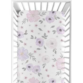 Sweet Jojo Designs Baby Girl Fitted Crib Sheet Watercolor Floral Collection
