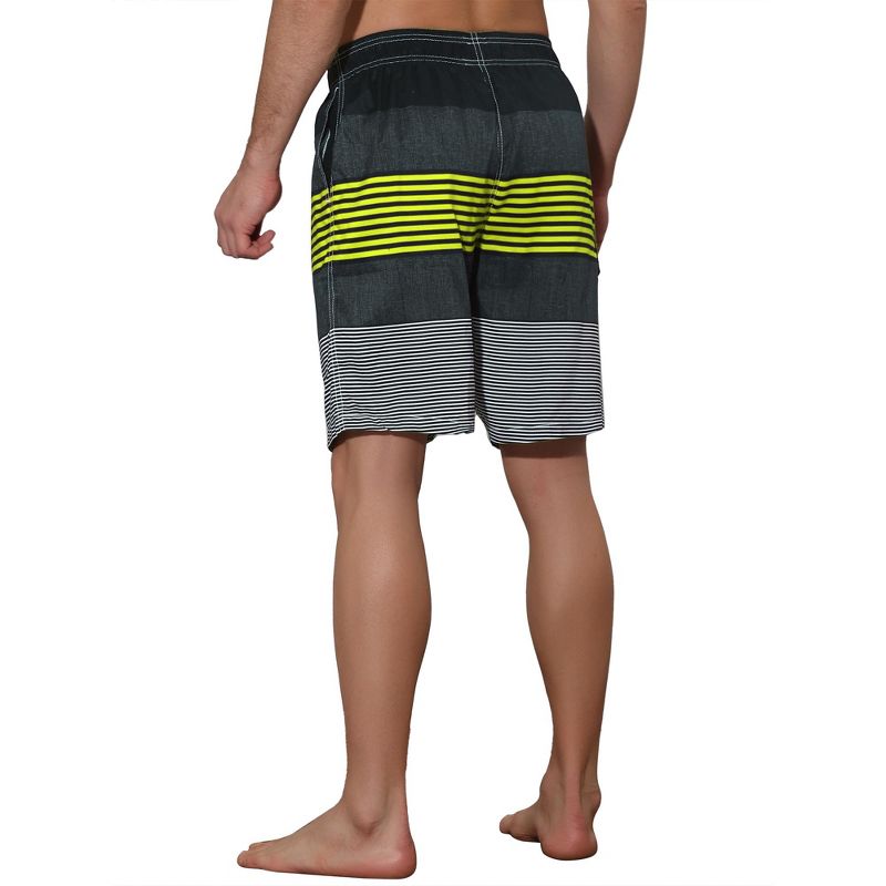 Lars Amadeus Men's Drawstring Waist Contrast Color Stripes Printed Summer Swim Shorts, 3 of 6