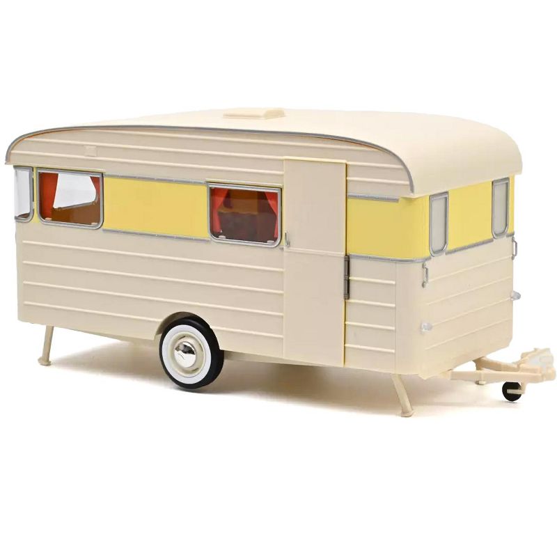 1960 Citroen DS 19 Jonquille Yellow with Silver Top and Caravan Digue Panoramic Trailer Beige 1/18 Diecast Model Car by Norev, 3 of 6