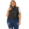 Agnes Orinda Women's Plus Size Trucker Zipper-Front Sleeveless Sport Crop Denim Vests - 4 of 4