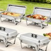 8QT Chafing Dishes for Buffet Set, Warmers Set with Lid & Foldable Frame, Rectangular Stainless Steel Chafer Food Warmer for Parties Wedding - 2 of 4