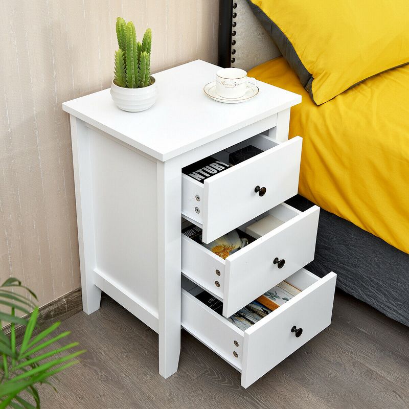 Nightstand End Beside Table Drawers Modern Storage Bedroom Furniture White, 4 of 11