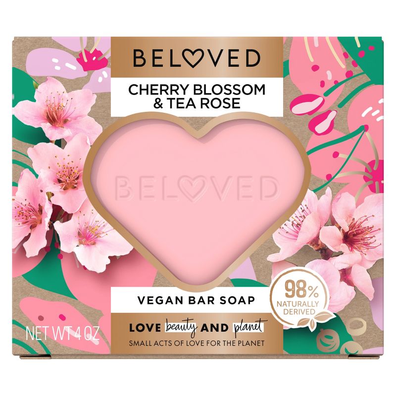 Beloved Floral Cherry Blossom &#38; Tea Rose Vegan Bar Soap - 4oz, 3 of 6