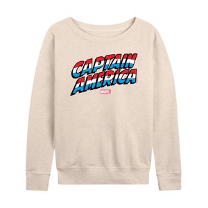 Women's - Marvel - Captain America Logo Lightweight French Terry Wide Neck Long Sleeve Shirt - 1 of 4