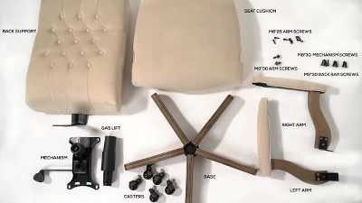 Elegant Denim Blue High-Back Executive Chair with Driftwood Wood Base